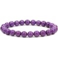 thumbnail image 1 of Bracelet Extensible Unisexe en Perles Rondes de 8 mm en Pierre Précieuse de Phosphosidérite Lavendaire Naturelle de Qualité A 7 Pouces, 1 of 5