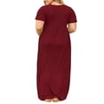 thumbnail image 3 of Leutsin Robe Longue Décontractée pour Femme Grande Taille, Col Rond, Été, Manches Courtes, Unie, Ample, avec Poches, 3 of 5