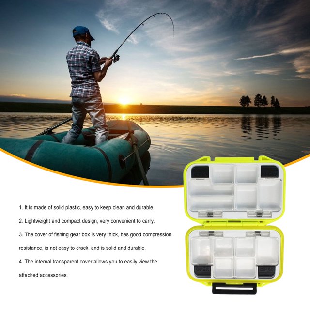 mmirethe Box Sealed Plastic Durable Reel Hooks Lure Baits Boxes Multifunctional Organizer Case BaitContainer Tools Equipment S Yellow