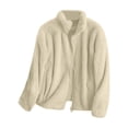thumbnail image 3 of Kcodviy Women's Solid Color Fleece Cold Weather Jacket Collar Zip Up Outerwear Jackets Cozy Outerwear, 3 of 3