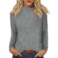 thumbnail image 1 of Floleo Women's Ribbed Turtleneck Fitted Tops Long Sleeve Shirts Basic Thermal Layering(Gray,2XL), 1 of 9