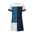 thumbnail image 4 of Robes à Manches Courtes pour Femmes, Teinture sur Nœuds Floral, Col en V, Robe Midi Évasée, Été, Décontractée, Coupe Ample, Robe à Enfiler Longueur Genou, 4 of 6