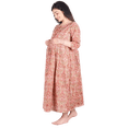 thumbnail image 1 of DWEEP SARA Peach Block Printed Maternity Cotton Dress, XXL/44, 1 of 7