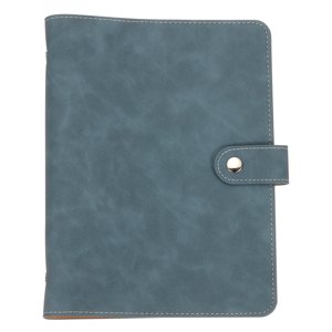 Uxcell A5 PU Leather Binder Cover, 6 Ring Loose Leaf Binder Protector Round Ring Binder Cover Refillable Notebook Binder for Meeting Photocard Budget Notebook Folder, Blue
