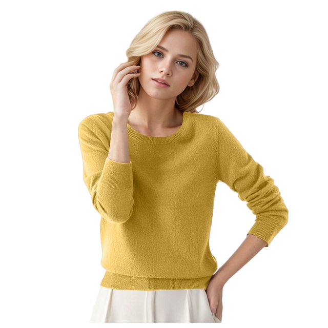 2025 Chandail à Col Rond pour Femmes Chandails pour Femmes Petites Chandail Couleur Unie Long Chandails à Enfiler pour Femmes