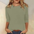 thumbnail image 2 of Été Femmes 3 Manches Longues Femmes Chandail de Course 4 Manches Col Rond Chandails à Manches Longues Haut Ample Imprimé Floral sous Sarrau Femmes Chandails à Manches Longues T-Shirts Tunique Décontractée en Lin T-Shirt Blouse, 2 of 4