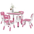 thumbnail image 1 of Qaba 5 Pieces Height Adjustable Kids Table and Chair Set for Playroom Pink, 1 of 10