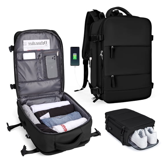 Large Travel Backpack Women, Carry On Backpack,Hiking Backpack Waterproof Outdoor Sports Casual Daypack School Bag Fit 14 Laptop with USB Charging Port Purple