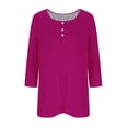 thumbnail image 4 of FAIWAD Oversized Tshirts for Women 3/4 Sleeve Button Decor Tops Cute Round Neck Basic Business Tees Blouses, 4 of 4