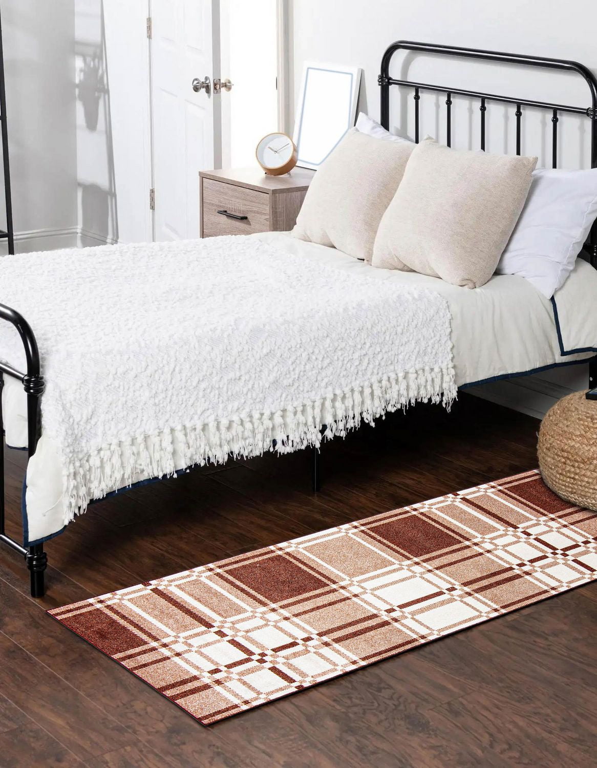 Tapis Lavable ECARPET à Carreaux pour Chambre, Salon, Chambre d'Enfant, Couloir