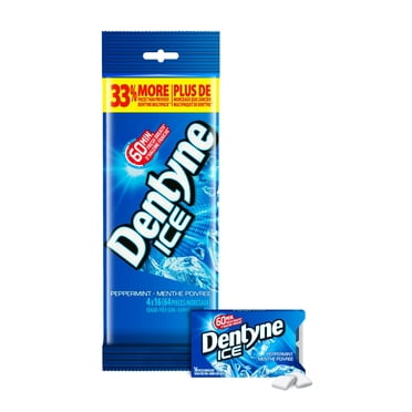 Dentyne Ice, Gomme sans sucre menthe poivrée, paquet de 4 (64 pièces)