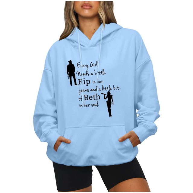 IROINID Rabais Hauts à Manches Longues pour Femmes Col Rond à Capuche Détente Imprimé Chandail Blouse Chandail en Molleton Hauts Chemises Hauts, Bleu Clair