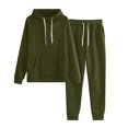 thumbnail image 1 of 2 Piece Sweatsuits for Womens Clearance Solid Color Pocket Drawstring Pullover Sweatpant Set Lounge Tracksuit Casual Plus Size Lightweight Loose Ladies Outfits Fall Winter 2023 Black L, 1 of 5