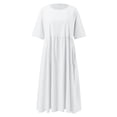 thumbnail image 4 of HXWCHs Robe Nuisette pour Femme en Mélange de Lin, Robe Décontractée à Manches Courtes avec Poches Latérales, Blanc TTTTG, 4 of 5