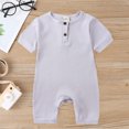 thumbnail image 2 of AherBiu Newborn Onesie Short Sleeve Jumpsuit Baby Clothes Ribbed Button Crewneck Summer Short Rompers Overalls, 2 of 4