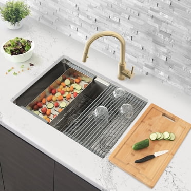 Stylish Undermount 28” Stainless Steel Double Bowl 60/40 Workstation Kitchen Sink with 7 accs S-628W