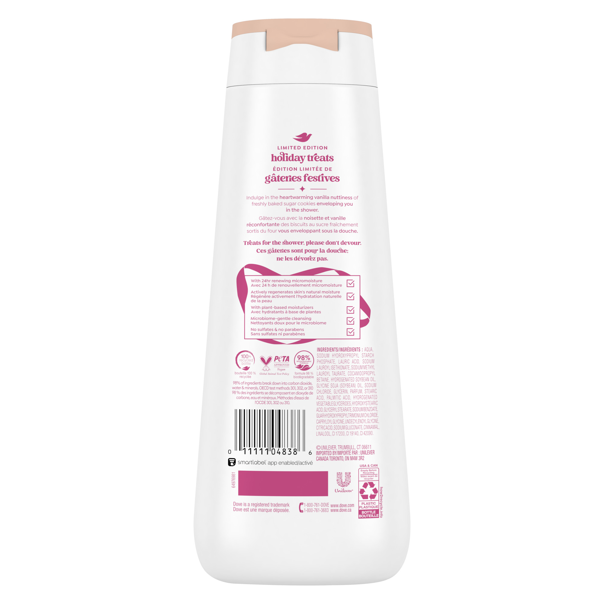 Nettoyant Corporel pour Nourrissement Profond, Dove Édition Limitée Fêtes Gourmandes Biscuit Sucré Saupoudré, 591mL