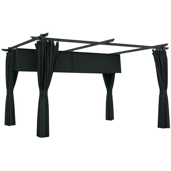 Outsunny 10' x 13' Outdoo Pergola with Retractable Canopy and Curtains