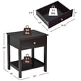 thumbnail image 2 of Gymax Table de Chevet Moderne à 2 Niveaux 2 Pcs avec Tiroir et Tablette Ouverte Brun, 2 of 6