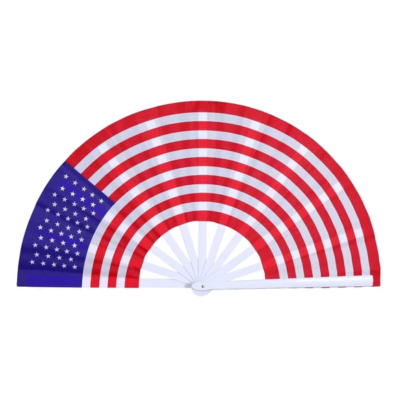 Large Patriotic Folding Hand Fan for Line Dancing Outdoor Events and Independence Day Celebrations with Durable Design