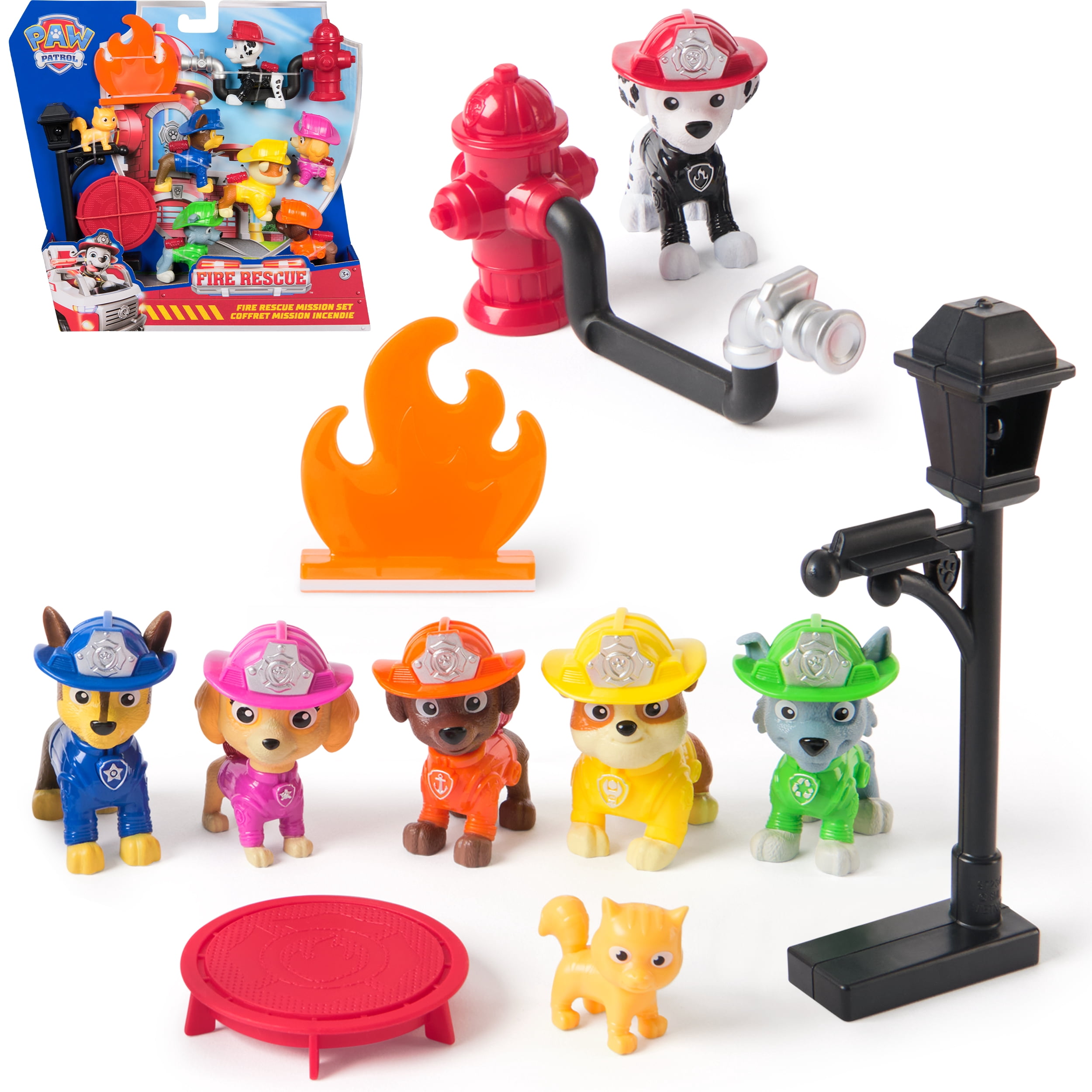 PAW Patrol Fire Rescue Mission Set - Chase, Marshall, Skye, Rubble, Rocky & Zuma Figures for Kids 3+