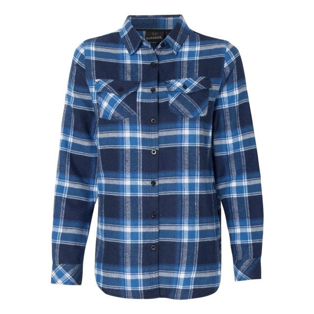Chemise en Flanelle à Manches Longues pour Femmes, 2TG, Bleu Blanc