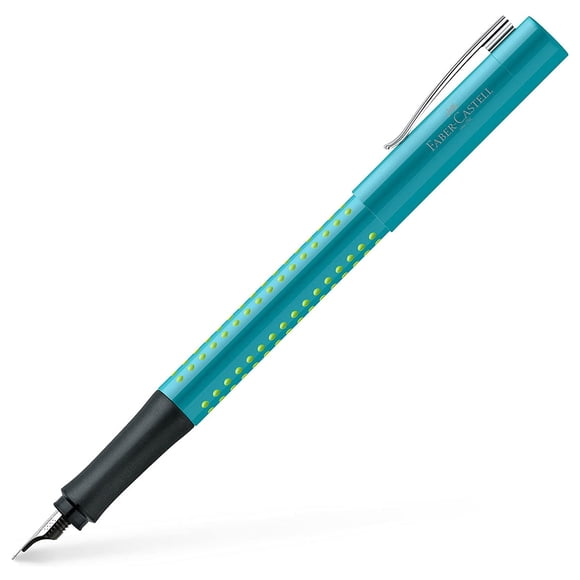 Faber-Castell Grip 2010 Fountain Pen, Extra Fine Point, Turquoise-Light Green Ink, 1 Count