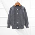 thumbnail image 2 of Tranfacy Chemises à Manches Longues pour Filles, Hauts d'Automne, Cardigan Tricoté en Molleton Uni pour Enfants à Manches Longues, Chandail à Col Rond, Chemises à Boutons, 2 of 3