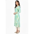 thumbnail image 3 of DWEEP SARA Women’s Turquoise Blue Viscose Rayon Straight Kurta – Abstract Printed | Casual & Workwear | 3/4 Sleeves | Soft & Lightweight Fabric, S/36, 3 of 8