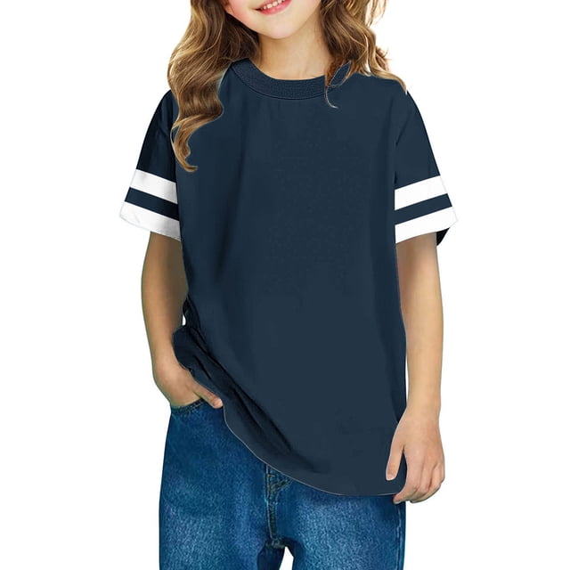 RXIRUCGD 2025 Vêtements d'Été pour Enfants, T-shirt à Rayures pour Garçons et Filles, Mode Mignon, Col Rond, Manches Courtes