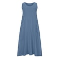 thumbnail image 3 of Robe Longue d'Été pour Femmes Mode d'Été pour Femmes Décontractée Couleur Unie Sans Manches Coton Lin Robe Longue Longue Robe d'Été pour Femmes Longue Robe pour Femmes Été Coton Robe d'Été pour Femmes, 3 of 8