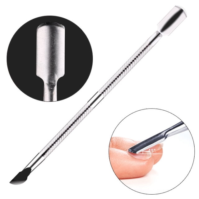 Cuticle Dissolvant de Cuticules en Acier Inoxydable Créatif Professionnel pour Ongles Pusher Pusher, Couleur Argent, Fabriqué en Acier Inoxydable durable. l'Outil Mesure 12,5 cm (4,92 Po) de Longueur et Présente une Conception à Double Extrémité avec une Poignée Texturée pour une Prise Sécurisée. une Extrémité Est un Poussoir Plat pour Repousser Délicatement les Cuticules, l'Autre Extrémité Est un Taille-Cuticules Tranchant pour Enlever les Peaux Mortes. Convient à la Maison et aux Manucures Ou Pédicures Professionnelles