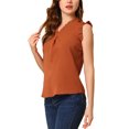 thumbnail image 4 of INSPIRE CHIC Women's Ruffled Sleeveless Pullover V- Neck Work Blouses Tops XS Caramel, 4 of 7