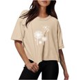 thumbnail image 1 of Blouses for Women Drop Shoulder Round Neck Oversized Crop Tops Workout Tops Tees, 1 of 1