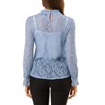 thumbnail image 3 of INSPIRE CHIC Women's Crochet Lace See Through Floral Ruffle Neck Blouse, 3 of 5