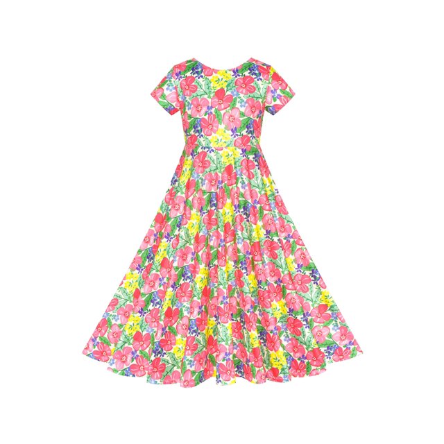 Robe Fille Robe Maxi Florale Dos Ouvert Nœud Papillon Décontractée 4 Ans