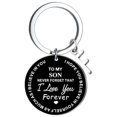thumbnail image 1 of Creative DIY To My SON Black Stainless Steel Last Name 26 Letter Keychain 2.5cm, 1 of 8