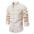 thumbnail image 1 of RXIRUCGD Chemise Blouse pour Homme, Mode Décontractée, Couleur Unie, Manches Longues, Col Rabattu, Kaki, Taille : S, 1 of 2
