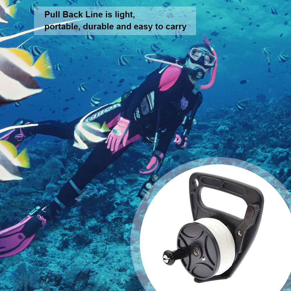 Becaristey Bobine Rétractable de Corde de Plongée avec les Professions de Bouchon de Poignée Enrouleur de Ligne Manivelle Paracord Spool Wheel Accessoires Noir