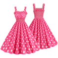 thumbnail image 4 of Women Dress Princess Style A-line Big Hem Shirring Ruffle Color Matching Tight Elastic Waist Sleeveless Christmas Party Prom Dress, 4 of 9