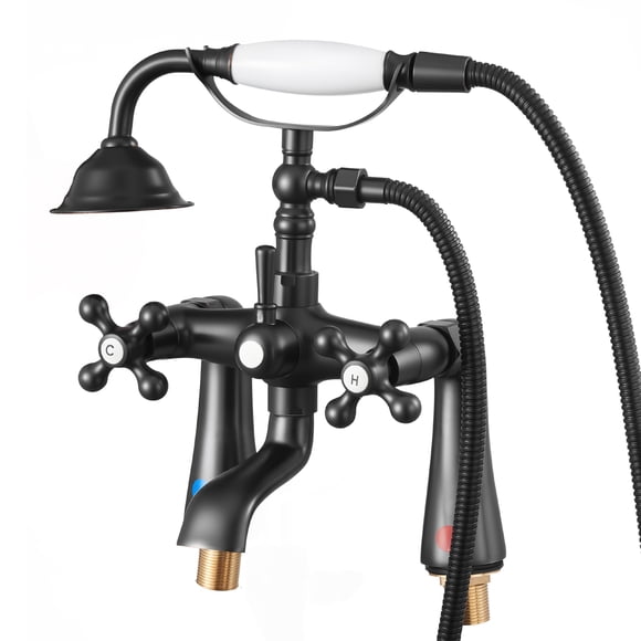 VEVOR Clawfoot Tub Faucet, Deck Mount Bathtub Faucets with Handheld Shower, Vintage Oil-Rubbed Bronze Clawfoot Tub Filler Faucet Shower Kit