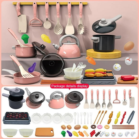 LEEYNEER Clerance! (61pcs) Pink Kitchen Set Children‘S Simulation Kitchen Set Girl Mini Cooking And Frying Induction Cooker Tableware Early Education Educational Play House Toys