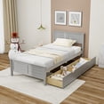 thumbnail image 2 of Gymax Twin Size Wooden Bed Frame w/ 2 Storage Drawers & Under-bed Storage Gray, 2 of 9