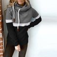 thumbnail image 5 of Hauts pour Femmes Sexy Décontracté Patchwork Pull Col Roulé à Capuche Manches Longues avec Cordon de Serrage Sweat-Shirt Décontracté, 5 of 5