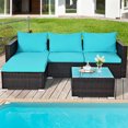 thumbnail image 3 of Patiojoy Ensemble de Meubles de Patio en Rotin Osier 5 Pcs, Ensemble de Canapé Sectionnel de Conversation, Bleu, 3 of 9