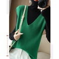 thumbnail image 4 of IMENGL Chandail Sans Manches à Col en V style Coréen Automne Hiver, Vert 2TG, Taille g-2TG, 4 of 4