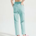 thumbnail image 4 of Yuyuzo Women Casual Pants Elastic Drawstring High Waisted Solid Color Slacks Straight Leg Bootcut Trousers, 4 of 4