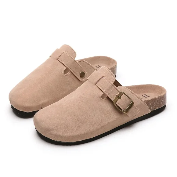 Ventes Chaudes 2024 Nouvelles Chaussures pour Femmes Pantoufles à Bout pour Femmes Sabots en Cuir Suédé Sandales pour Femmes Mode Rétro Sabot de Jardin à Enfiler tzw