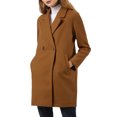 thumbnail image 2 of Allegra K Manteau Mi-Long à Manches Longues Raglan à Revers Croisé pour Femme TP Brun, 2 of 8