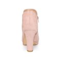 thumbnail image 2 of Unique Bargains Bottes à Talon Épais à Bout Rond pour Femme, Cheville, Rose Poudré (Taille 6), 2 of 7